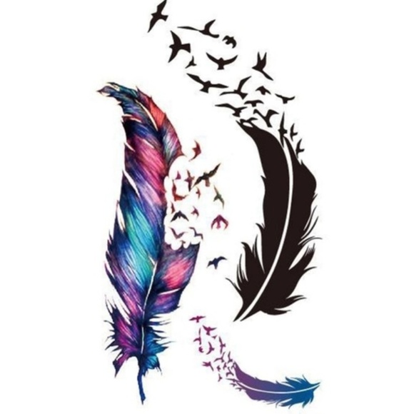 Wind Blown Feather Tattoo - Picture 1 of 1